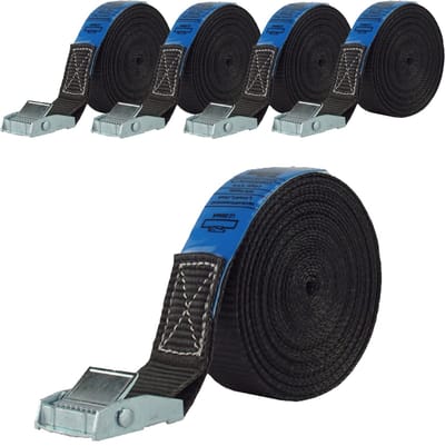 5x Spanband Spanband Klemgesp auto 1-delig 6m 250 kg ZWART