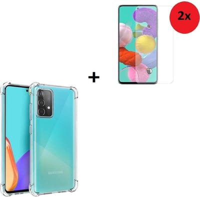 Hoesje Geschikt voor Samsung Galaxy A52s 5G - A52s 5G Screenprotector - Tempered Glass - Hoesje Transparant Shock Proof + 2x Tempered Glass