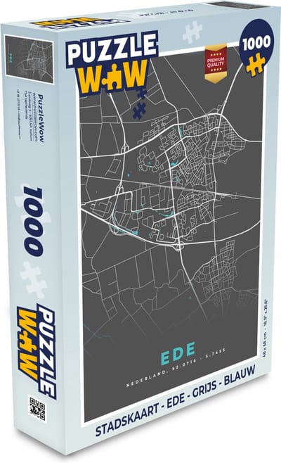 Puzzel Stadskaart - Ede - Grijs - Blauw - Legpuzzel - Puzzel 1000 stukjes volwassenen - Plattegrond