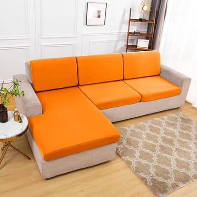 Elastische effen bankkussenhoes Lichtgewicht ademende stoffen bankhoezen voor woonkamer Wasbare meubelbankbeschermer Normal Size (S)-1PC oranje