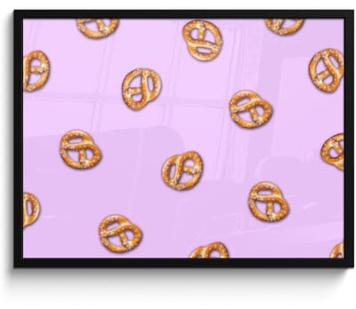 Poster in lijst - Fotolijst 70x50 cm - Posters - Pretzels - Eten - Paars - Posterlijst zwart - Decoratie - Wanddecoratie woonkamer - Muurdecoratie slaapkamer