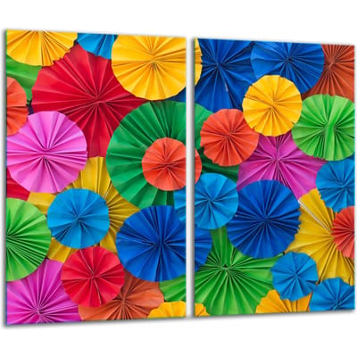 TMK ArtDeko - Snijplank - Glas - 2x 30x52 - Kleurrijke Motieven
