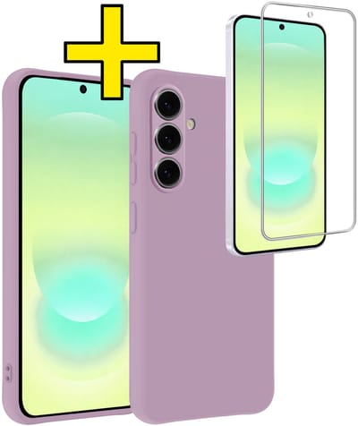 Hoesje - Met Screenprotector - Geschikt voor Samsung Galaxy A37 - Sterk & Shockproof - Back Cover - Siliconen Case - Telefoon Hoes - Telefoonhoesjes - Lila