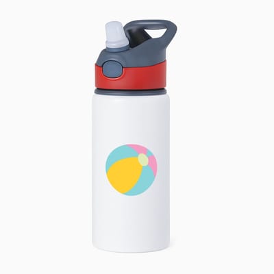 Hacebo® - Strandbal waterfles met rietje rood - Sport - Sporters - Strand - beachbal - volleybal - water fles - 650ML