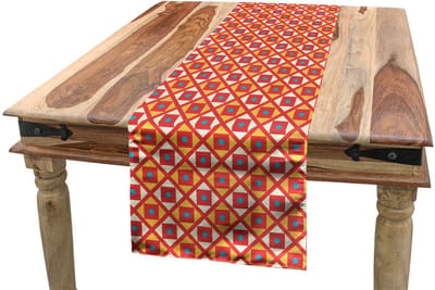 ABAKUHAUS Geometrische Tafelrunner – 40×180 cm – hemelsblauw