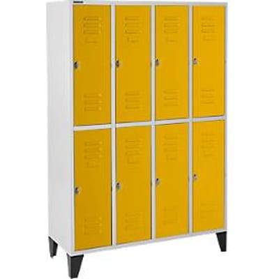 Schäfer Shop Select Kledinglocker, 4 x 2 compartimenten, met poten, draaigrendelslot, deur geel