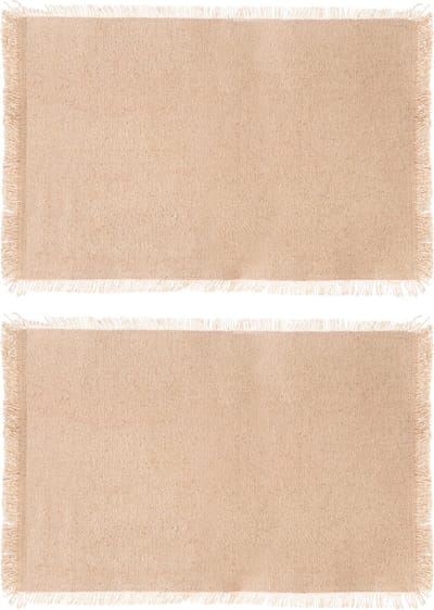 Secret de Gourmet placemats Kenya - 4x - beige - 45 x 30 cm - katoen - met franjes