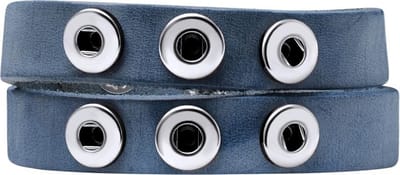 Quiges Dames Leren Armband voor 12mm Drukknopen/Chunks Blauw - EBK042