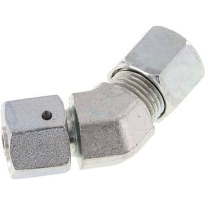 8S Verzinkt Stalen 45gr L-stuk Snijringkoppeling Draaidoorvoer 630bar NBR O-ring en Afdichtconus Verstelbaar ISO 8434-1