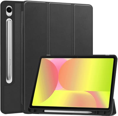 Hoes - Geschikt voor Samsung Galaxy Tab S10 FE - Dun & Stevig - Trifold Bookcase - Hard Cover Case - Met Uitsparing Geschikt voor S Pen - Hardcover Book - Tablet Hoesje - Zwart