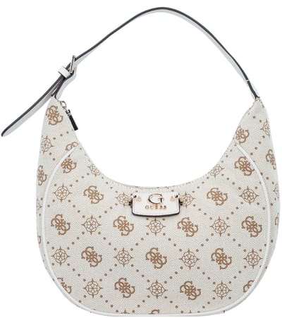GUESS Schoudertas Neda Hobo Shoulder Bag Cream White Logo Crème