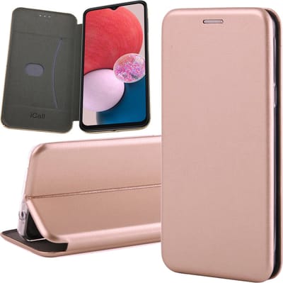 Hoesje geschikt voor Samsung Galaxy A13 4G - Book Case Kunstlederen Wallet Cover Minimalistisch Pasjeshouder Hoes Roségoud