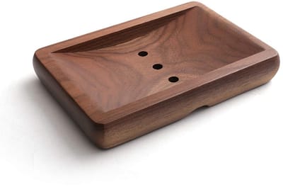 Dailygoody - Douchebak - Walnoot Houten Houder - Handgemaakt - Zwart - Keuken Spons Houder - Ideaal voor Thuis en Reis - Duurzaam Design