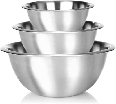Unyqoos® Set van 3 roestvrijstalen schalen voor mixen, serveren en bewaren in diverse maten