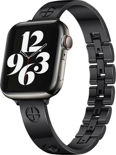 MY PROTECT - Luxe Metalen Inspired Plus Bandje - Geschikt Voor Apple Watch Bandje - Series 1/2/3/4/5/6/7/8/9/10/SE/Ultra - 44mm - 45mm - 46mm - 49mm - Zwart