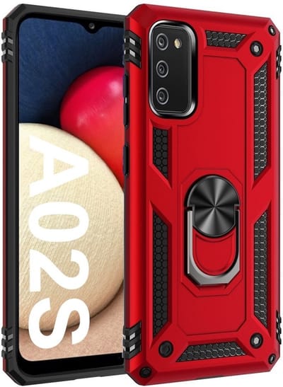 Hoesje Geschikt Voor Samsung Galaxy A02s hoesje Hybrid Armor Anti-Shock hoesje Rood - Galaxy A02s / A02s Hoesje kickstand Ring houder cover TPU backcover hoesje