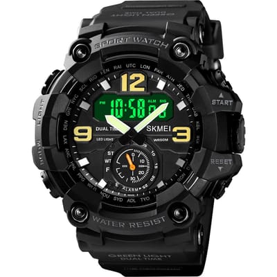 Heren Digitaal Sporthorloge SKMEI Classic 5ATM Waterdicht Sporthorloge met Alarm Stopwatch LED black