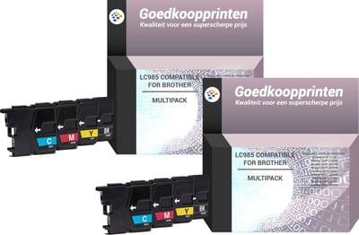 Huismerk Brother LC-985 inkt cartridges 2 x 4 Kleuren Multipack (170 ml)