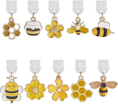 1 Box 10Pcs Dust Plug Charms voor Type C Opladers - Enamel Honey Bee Telefoon Charms en Mobiele Stofdoppen voor Smartphones, Laptops en E-Readers