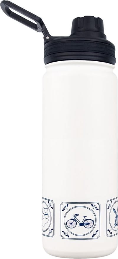 Rubytec Shira Drinkfles - 550 ml - Thermosbeker - RVS Waterfles - Handige Drinktuit - Lekvrije Drinkdop - Urenlang Koud en Warm Drinken - Lekvrij - BPA-vrij - Wit/blauw