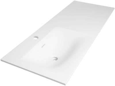 Brauer Glacier Wastafel Asymmetrisch - 120 met 1 Spoelbak Links en 1 Kraangat - Fine Stone Mat Wit