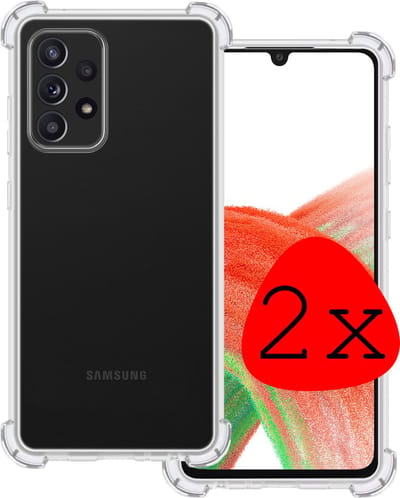 Hoesje 2 Stuks - Geschikt voor Samsung Galaxy A33 - Sterk & Shockproof - Siliconen Case - Back Cover - Telefoon Hoes Shock Proof - Transparant