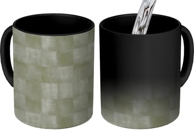 Magische Mok - Foto op Warmte Mokken - Koffiemok - Vlakken - Rustiek - Groen - Magic Mok - Beker - 350 ML - Theemok