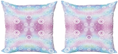 ABAKUHAUS Pastel kussenhoezen set (2 stuks), Fantasie willekeurige cirkels, dubbelzijdig digitaal bedrukt patroon met ritssluiting, 45 cm, pastelroze aqua wit