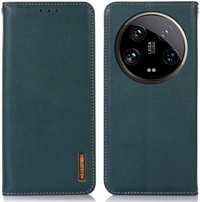 KHAZNEH Hoesje Geschikt voor Xiaomi 14 Ultra | RFID Bescherming | Portemonnee Book Case | Wallet Case | Echt Leer | Standaard | Groen