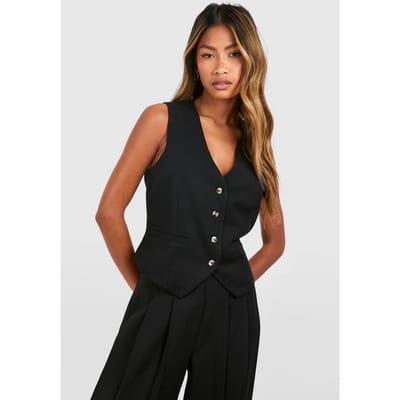 boohoo Dames Mock Horn Getailleerd Gilet | Zwart | Maat: 40