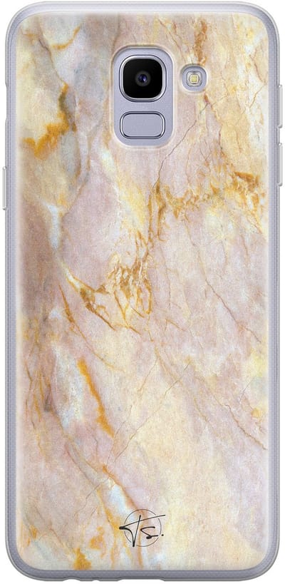 Hoesje geschikt voor Samsung Galaxy J6 (2018) - Stay Golden Marble - Soft Case - TPU - Marmer - Goud - ELLECHIQ
