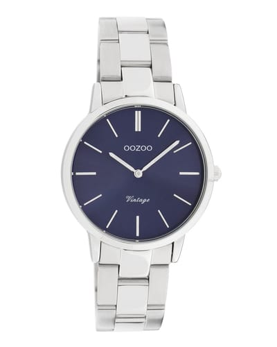 OOZOO Vintage series - zilverkleurige horloge met zilverkleurige roestvrijstalen armband - C20041 - Ø34