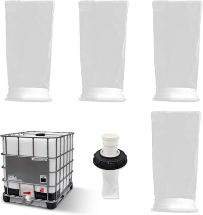 Wasbaar Nylon Filter met 100 Mesh voor Regenwater Tanks, IBC Containers en Vaten - Set van 4 Accessoires en Vervangfilters