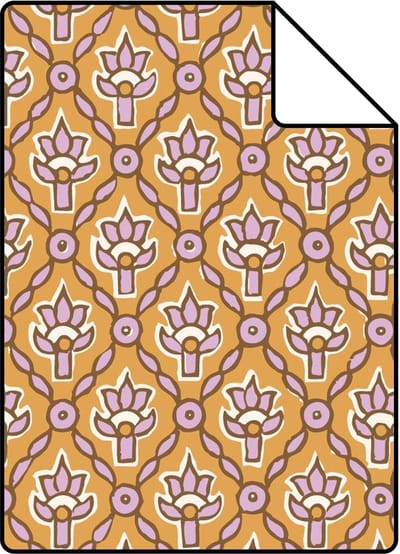 Proefstaal ESTAhome behang vintage bloemen bruin en lila paars - 26.5 x 21 cm - 131541-S