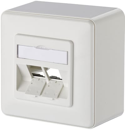 Metz Connect 130B20D20002KE Netwerkdoos Opbouw (op muur) Zonder connectoren 2 poorten Zuiver wit