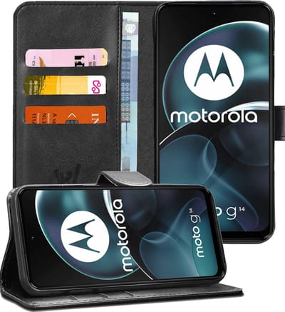 Hoesje geschikt voor Motorola Moto G14 - Portemonnee Book Case Zwart