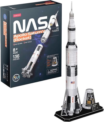 3D Puzzel Apollo Saturn V - 136 Stuks | Model Kits en Jigsaw Puzzels voor Kinderen en Volwassenen