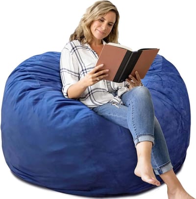 Zitzak Stoel - Grote Poef - Ontspanning Thuis - Schuimvulling Op Maat - 120 cm Diameter - Marineblauw