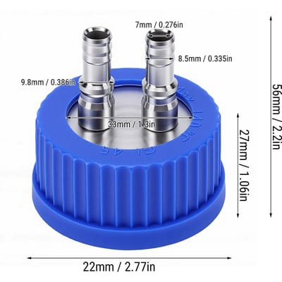 GL45 Veiligheidsvoedingsdop 2 Poorten 8 10mm Diameter 304 Roestvrij Staal GL45 Mobiele Fase Dop voor Laboratorium