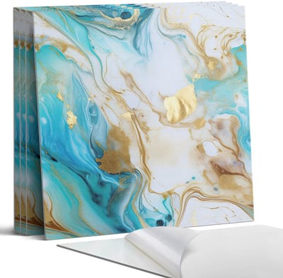 Coloray Wandpanelen Zelfklevend - Abstracte golven en vlekken Zelfklevende Wandpanelen - 50 cm x 50 cm - Turkoois Wandpaneel PVC - 4 stuks - Abstractie Wandpanelen Zelfklevend - Wandbord Keuken - Wandpaneel Badkamer