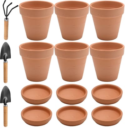 Kleine terracotta plantenpotten 10 x 10 cm - met onderzetter en drainagegat - ideaal voor vetplanten en kruiden - SnelShoppen