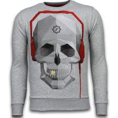 Local Fanatic Skull beat rhinestone sweater