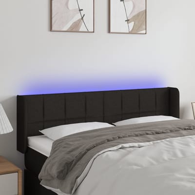 vidaXL - Hoofdbord - LED - 147x16x78/88 - cm - stof - zwart