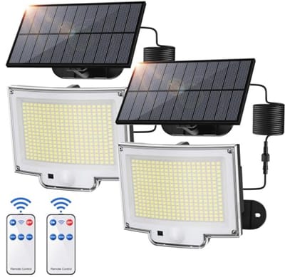 Zonne-energie Wandlamp met Bewegingsmelder - 318 LEDs - IP65 Waterdicht - Superheldere Buitenlamp voor Tuin en Garage