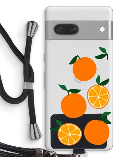 Case Company® - Hoesje met koord geschikt voor Google Pixel 7 hoesje met Koord - Will you be my clementine - Telefoonhoesje met Zwart Koord - Bescherming aan alle Kanten en Over de Schermrand