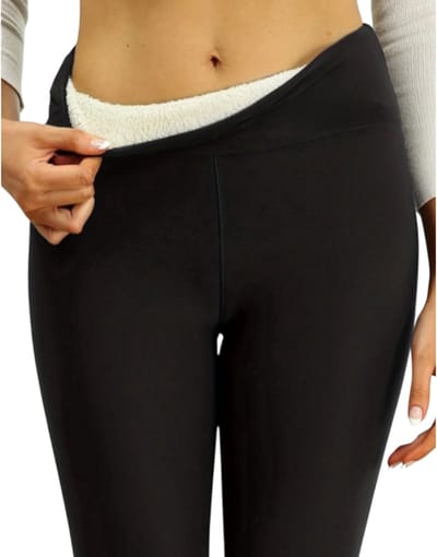 Dames Thermische Leggings M - Pluche Gevoerde Panty met Borduurwerk | Warme en Slanke Winterbroek voor Koude Dagen | Perfect voor Wandelen en Casual Outfits