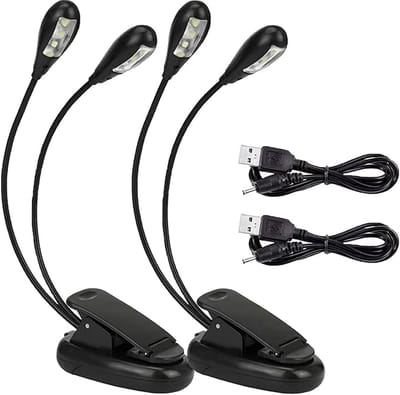 Ynkkvre - Leeslamp - Boeklamp - Muziekstandaardlamp - Clip-on pianolamp - Boekkimlamp - 8 LED-verlichting - 360° flexibele nek - Flikkervrij licht - Oplaadbaar via USB