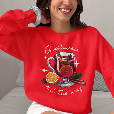 Dames Foute Kerst Trui Rood Glühwein All The Way XS - Uniseks Pasvorm - Kerstkleding Voor Dames & Heren
