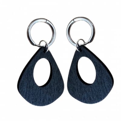 Oorbellen-Anata-Hout- zwart- Zilverkleur -Charme Bijoux