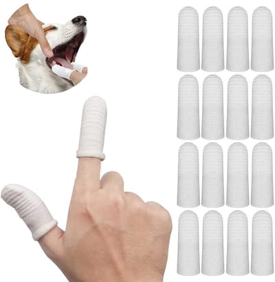 Dailygoody - Tandenborstel Huisdieren - Vingerborstels - 360° Volledige Dekking - 16 Stuks - Geschikt voor Honden en Katten - Vezelstof